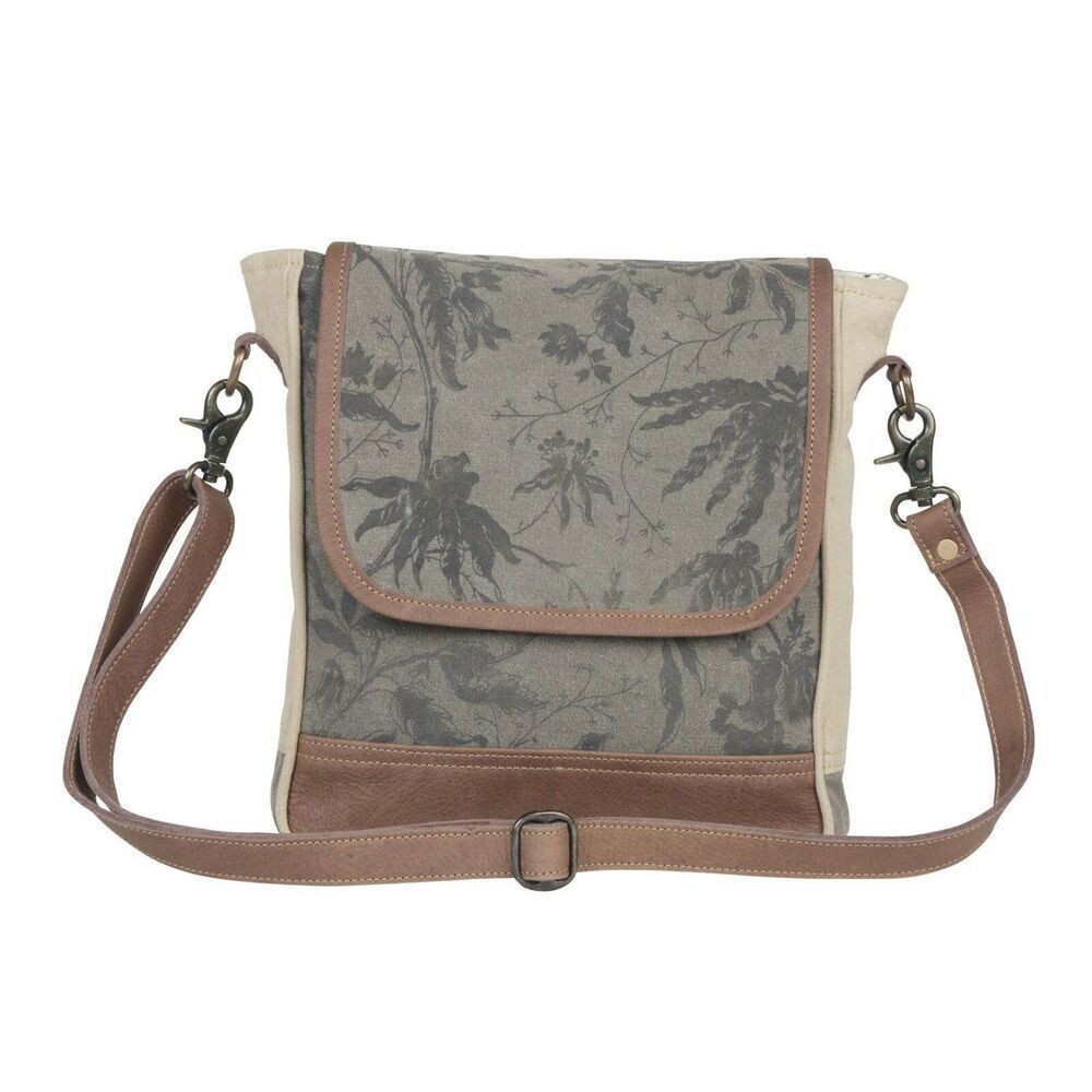 Myra Bag Handmade Psithurism Tote Bag Upcycled Canvas & Cowhide Leather
